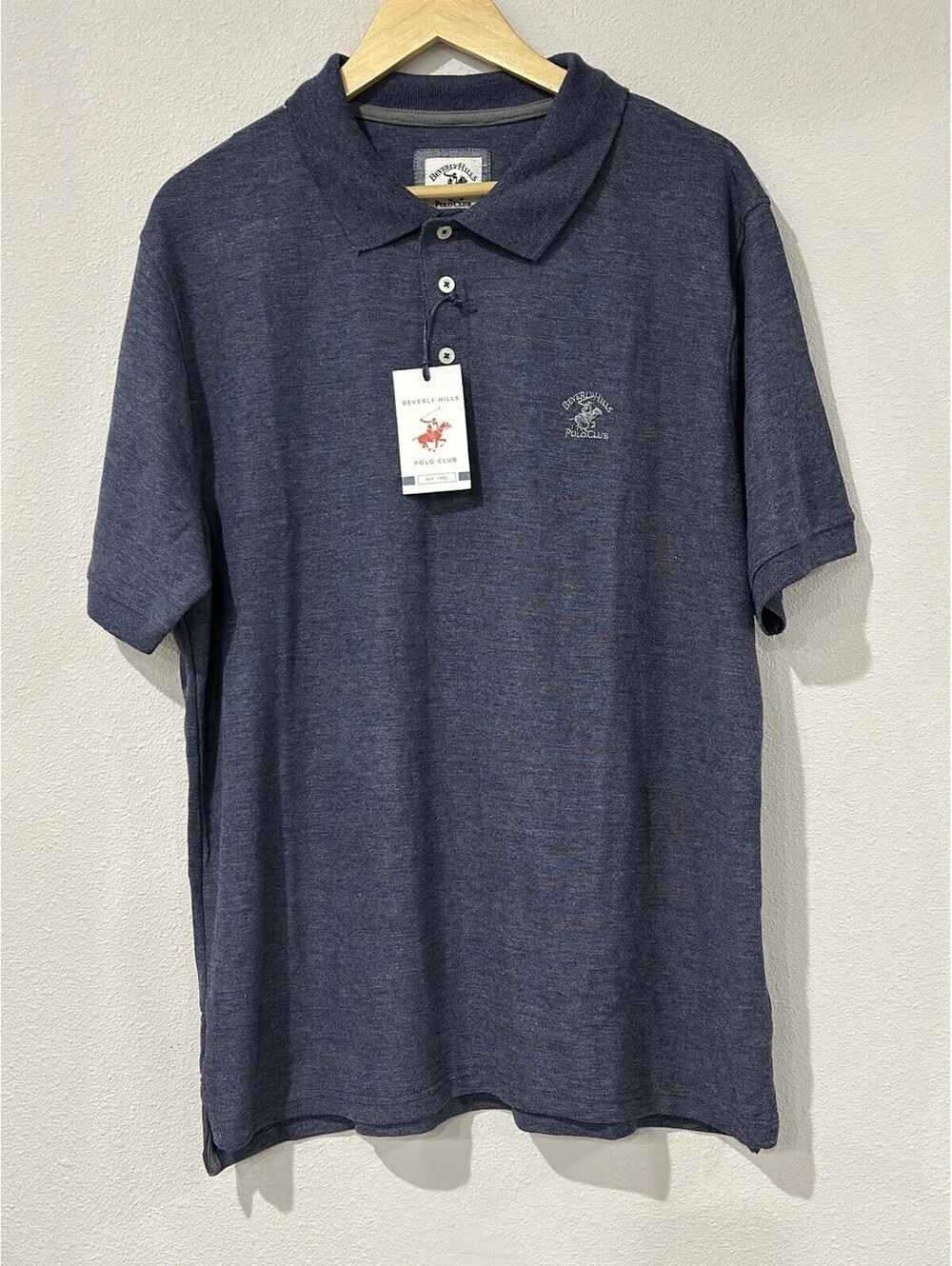 New dark blue Beverly Hills Polo Club short-sleeve polo shirt. Men’s Size large